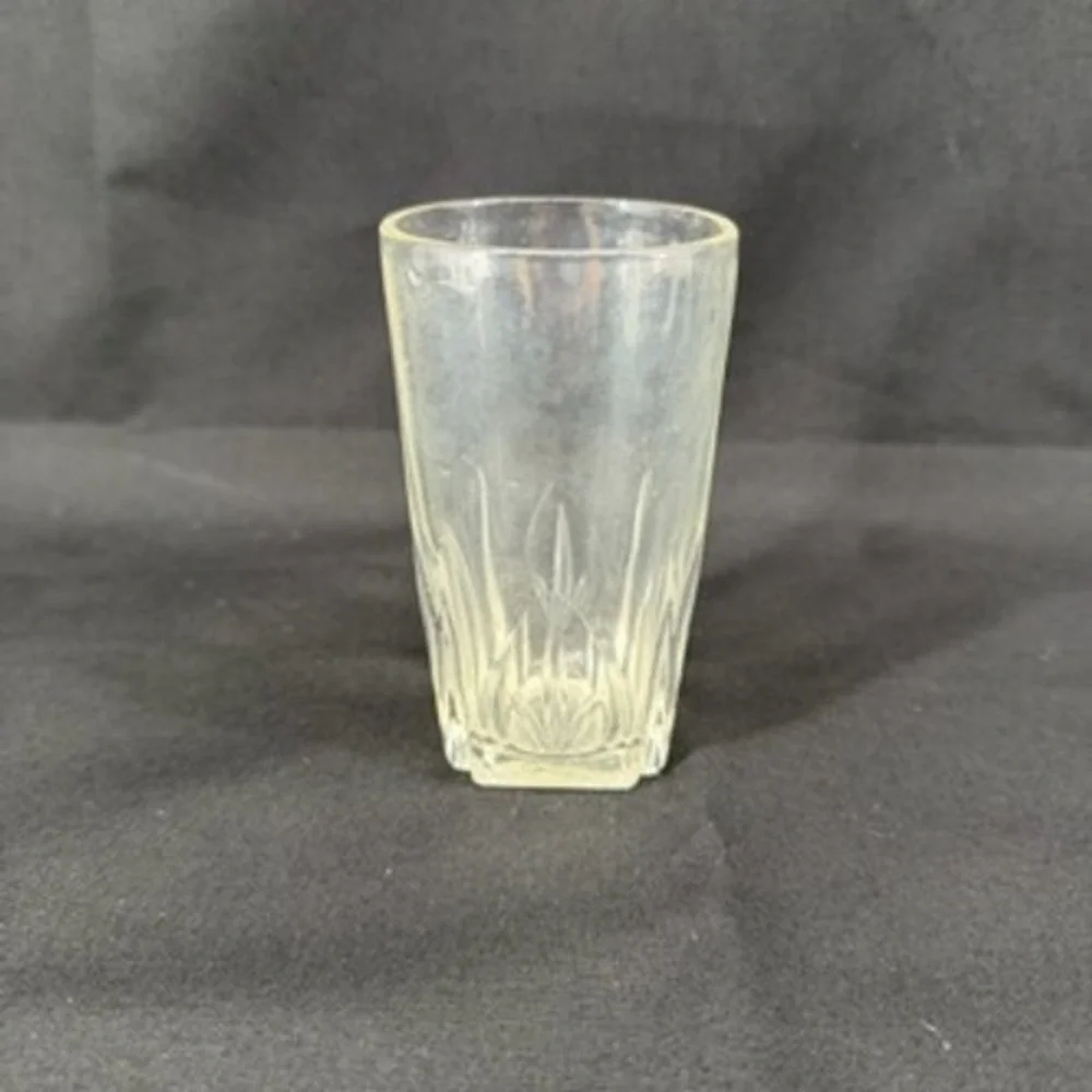 Vintage Pressed Clear Glass Juice Tumbler Wheat Pattern Square Base 3.75 inch